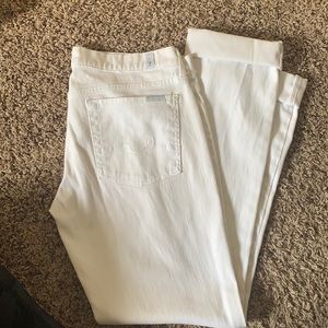 Seven white straight leg jeans